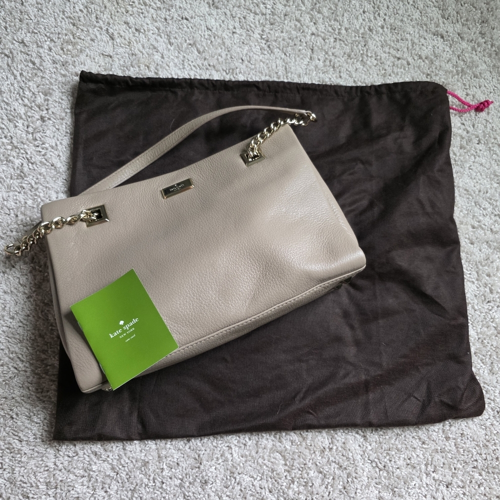 EUC Kate Spade 100% Leather Taupe Bag